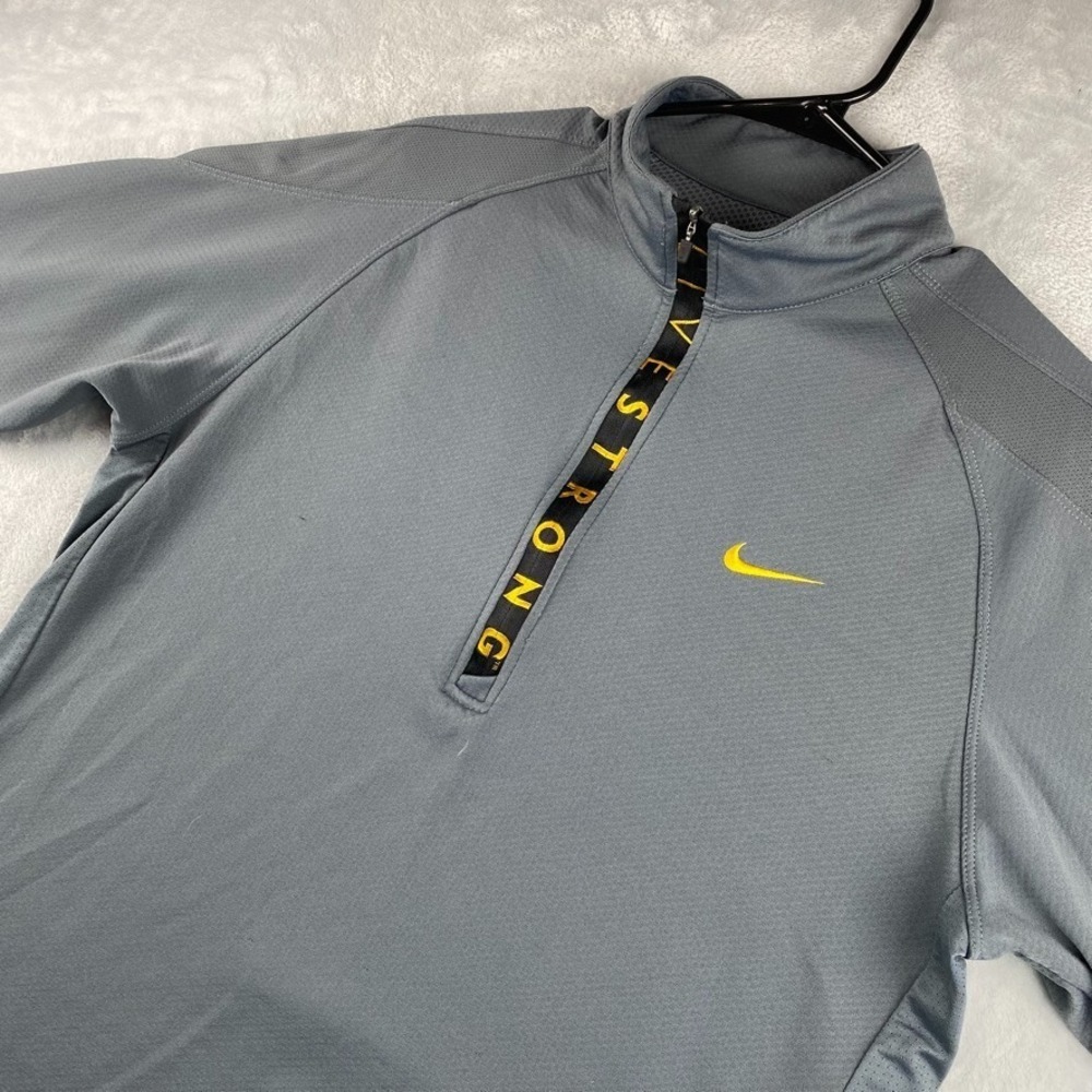Nike Livestrong 1/2 Zip Pullover Mens Large Gray Sweatshirt Dry Fit Grid Fleece